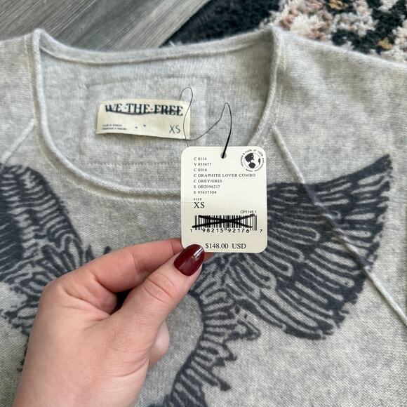 Free People We The Free Cashmere Muscle Sweater Graphite Lover Combo - Picture 5 of 7